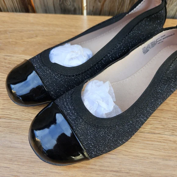 Aeizona Jean Con. Elegant Black Girls Flats Size 2M - Picture 3 of 15